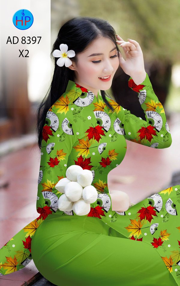 Vải Áo Dài Lá Phong kiểu mới AD 8397 51 Vải Áo Dài Lá Phong kiểu mới AD 8397