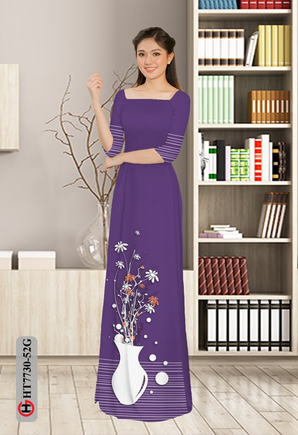 Vải Áo Dài Hoa In 3D mới ra AD HT7730 32 Vải Áo Dài Hoa In 3D mới ra AD HT7730