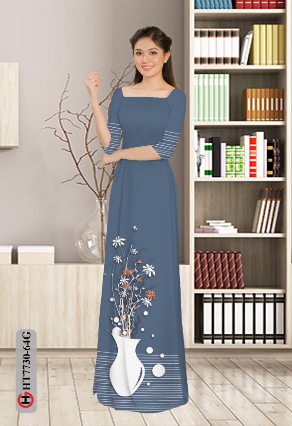 Vải Áo Dài Hoa In 3D mới ra AD HT7730 34 Vải Áo Dài Hoa In 3D mới ra AD HT7730