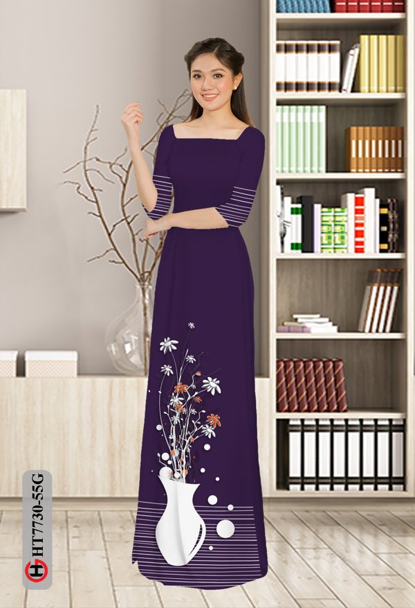 Vải Áo Dài Hoa In 3D mới ra AD HT7730 33 Vải Áo Dài Hoa In 3D mới ra AD HT7730