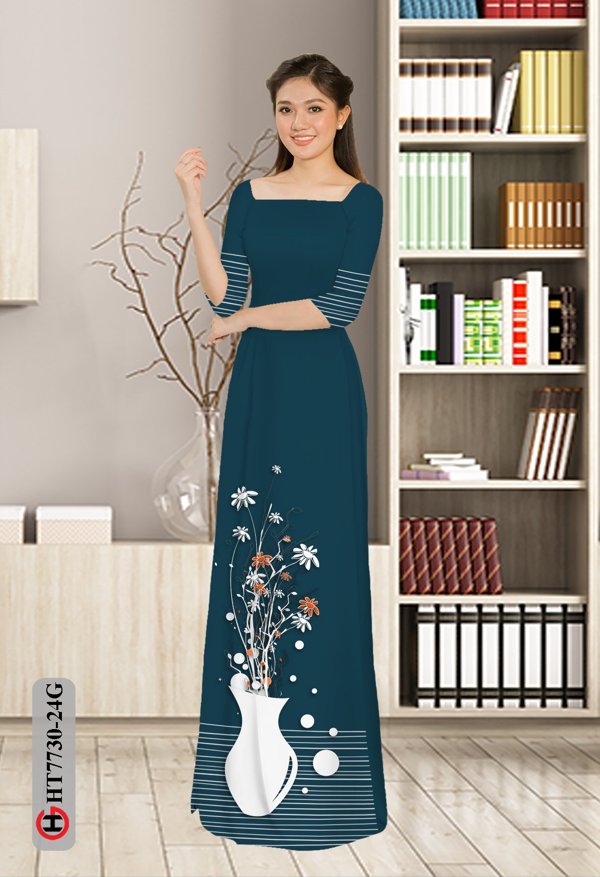 Vải Áo Dài Hoa In 3D mới ra AD HT7730 41 Vải Áo Dài Hoa In 3D mới ra AD HT7730