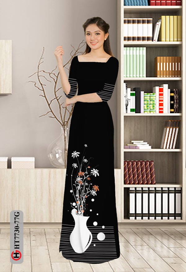 Vải Áo Dài Hoa In 3D mới ra AD HT7730 36 Vải Áo Dài Hoa In 3D mới ra AD HT7730