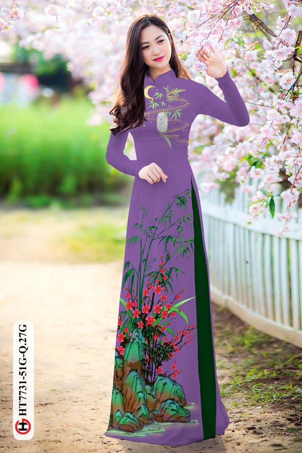 Vải Áo Dài Hoa Đào kiểu mới AD HT7731