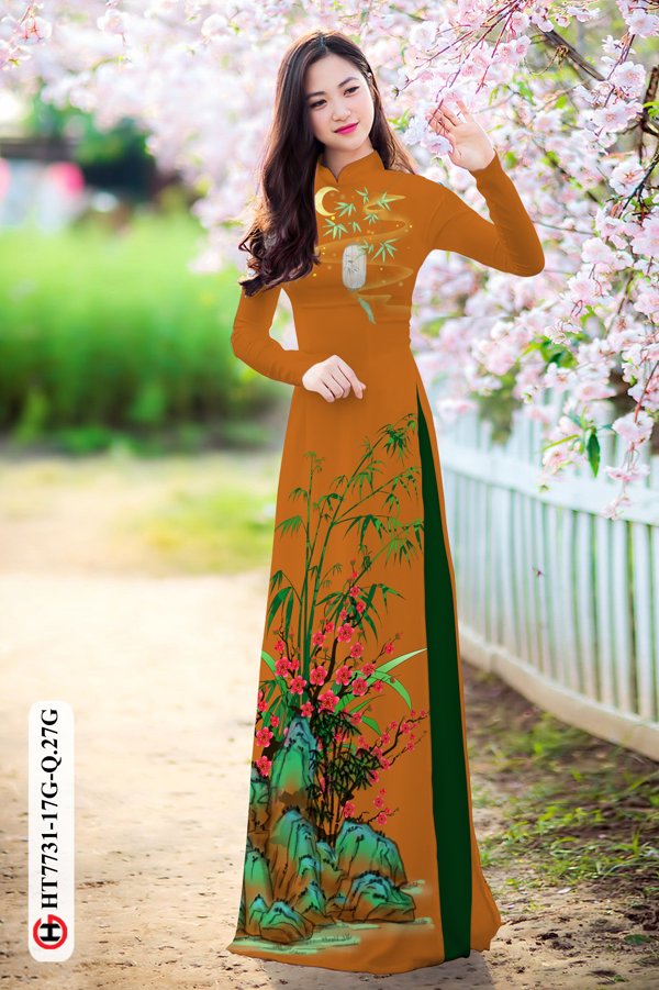 Vải Áo Dài Hoa Đào kiểu mới AD HT7731