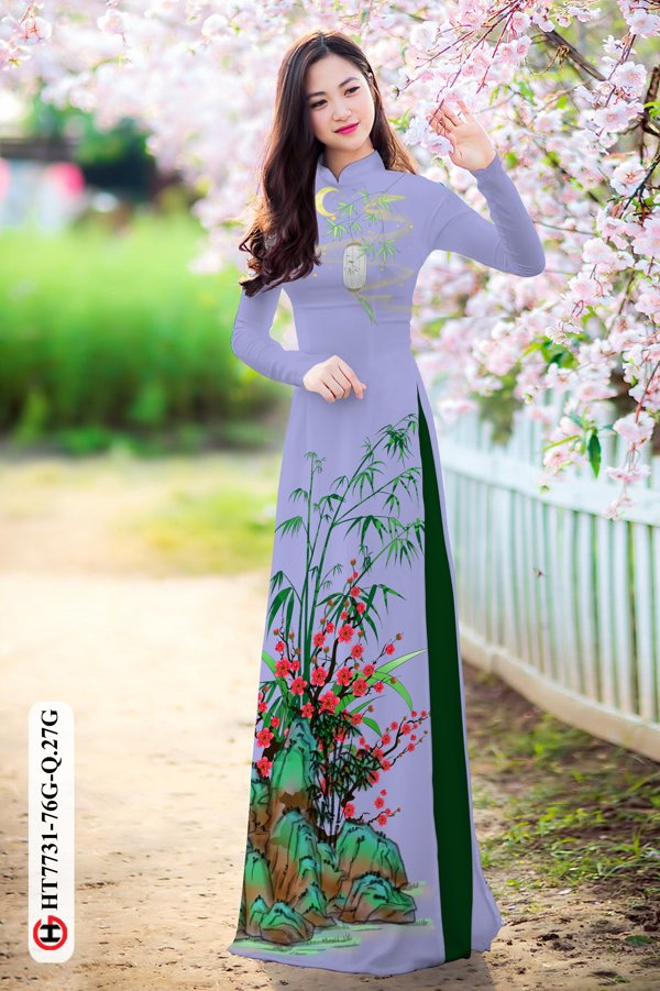 Vải Áo Dài Hoa Đào kiểu mới AD HT7731