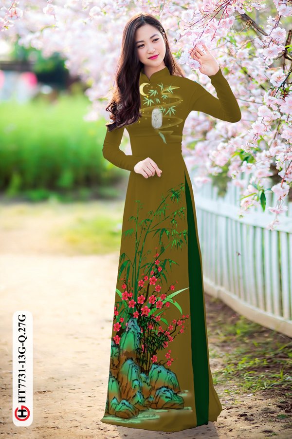 Vải Áo Dài Hoa Đào kiểu mới AD HT7731