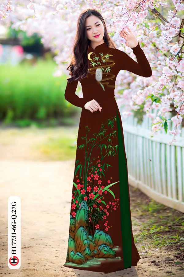 Vải Áo Dài Hoa Đào kiểu mới AD HT7731