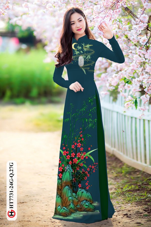 Vải Áo Dài Hoa Đào kiểu mới AD HT7731