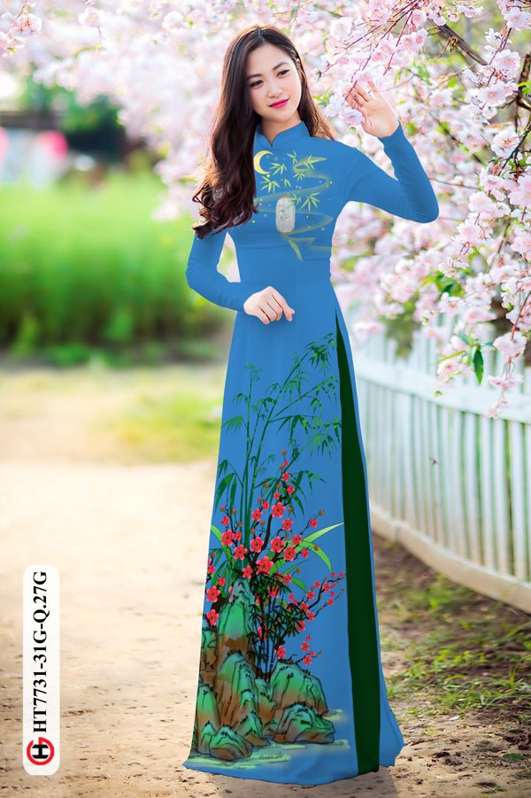 Vải Áo Dài Hoa Đào kiểu mới AD HT7731