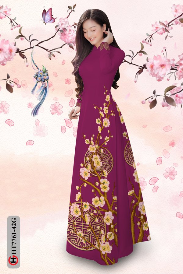 Vải Áo Dài Hoa Mai Tết thiết kế 2020 AD HT7761 31 Vải Áo Dài Hoa Mai Tết thiết kế 2020 AD HT7761
