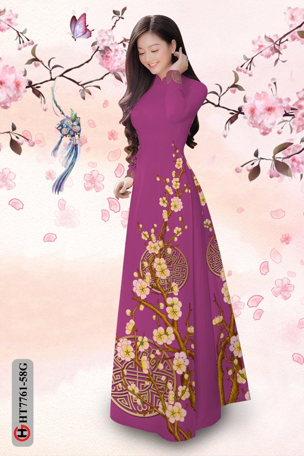 Vải Áo Dài Hoa Mai Tết thiết kế 2020 AD HT7761 34 Vải Áo Dài Hoa Mai Tết thiết kế 2020 AD HT7761