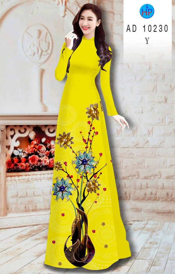 Vải Áo Dài Hoa In 3D thiết kế 2020 AD 10230 40 Vải Áo Dài Hoa In 3D thiết kế 2020 AD 10230