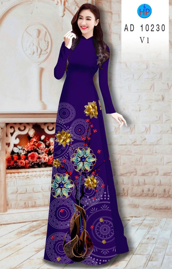 Vải Áo Dài Hoa In 3D thiết kế 2020 AD 10230 42 Vải Áo Dài Hoa In 3D thiết kế 2020 AD 10230