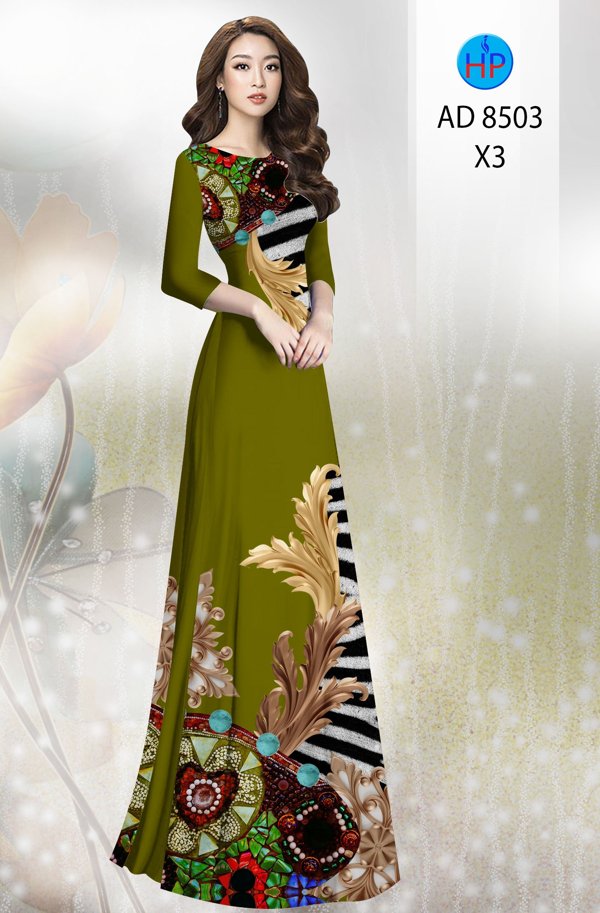 Vải Áo Dài Hoa In 3D kiểu mới AD 8503 39 Vải Áo Dài Hoa In 3D kiểu mới AD 8503