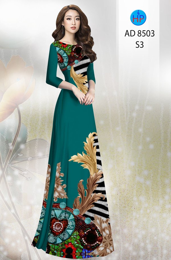 Vải Áo Dài Hoa In 3D kiểu mới AD 8503 40 Vải Áo Dài Hoa In 3D kiểu mới AD 8503