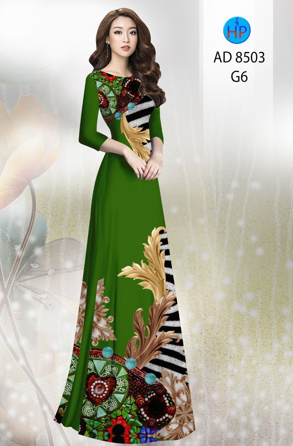 Vải Áo Dài Hoa In 3D kiểu mới AD 8503 37 Vải Áo Dài Hoa In 3D kiểu mới AD 8503