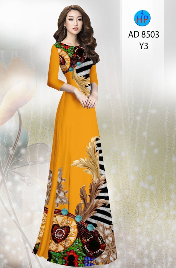 Vải Áo Dài Hoa In 3D kiểu mới AD 8503 43 Vải Áo Dài Hoa In 3D kiểu mới AD 8503