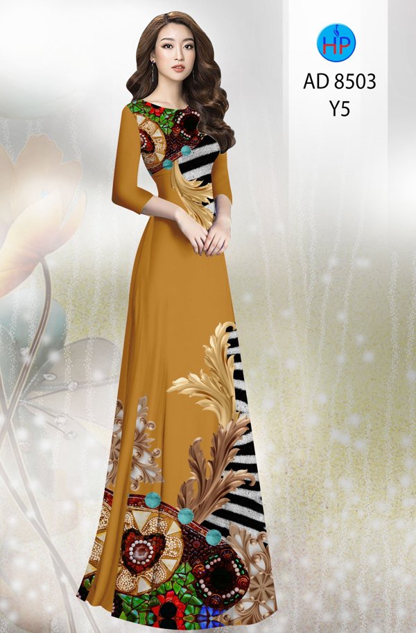 Vải Áo Dài Hoa In 3D kiểu mới AD 8503 46 Vải Áo Dài Hoa In 3D kiểu mới AD 8503