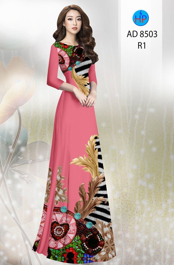 Vải Áo Dài Hoa In 3D kiểu mới AD 8503 41 Vải Áo Dài Hoa In 3D kiểu mới AD 8503