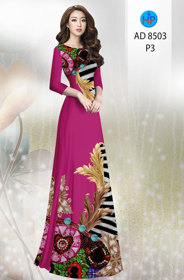 Vải Áo Dài Hoa In 3D kiểu mới AD 8503 45 Vải Áo Dài Hoa In 3D kiểu mới AD 8503