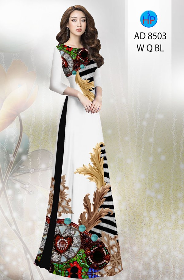 Vải Áo Dài Hoa In 3D kiểu mới AD 8503 51 Vải Áo Dài Hoa In 3D kiểu mới AD 8503