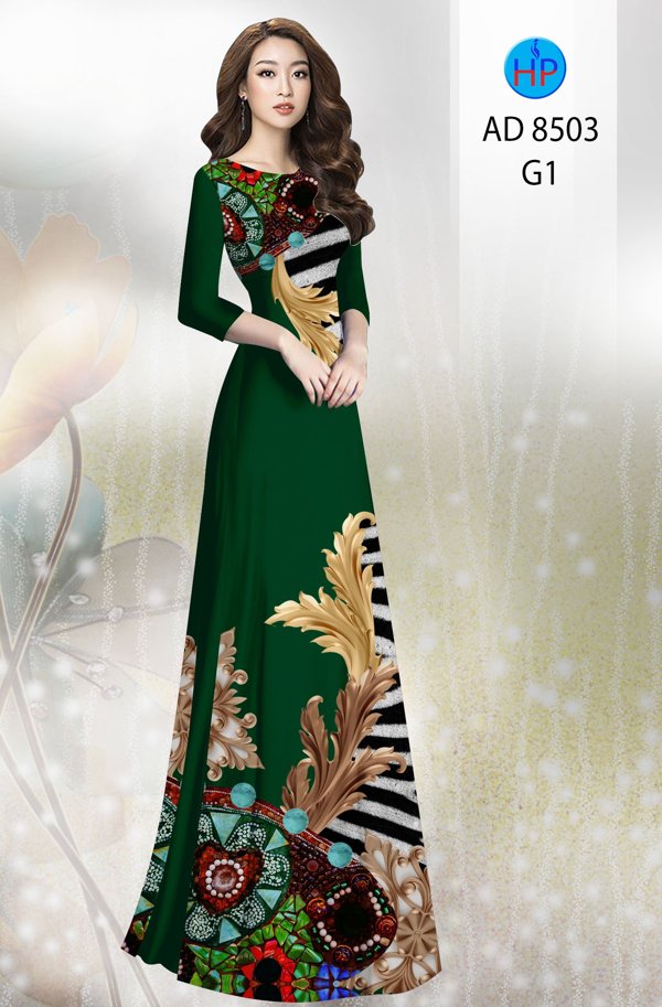 Vải Áo Dài Hoa In 3D kiểu mới AD 8503 47 Vải Áo Dài Hoa In 3D kiểu mới AD 8503