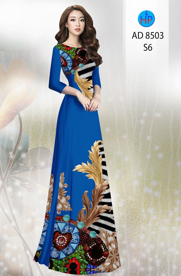 Vải Áo Dài Hoa In 3D kiểu mới AD 8503 50 Vải Áo Dài Hoa In 3D kiểu mới AD 8503