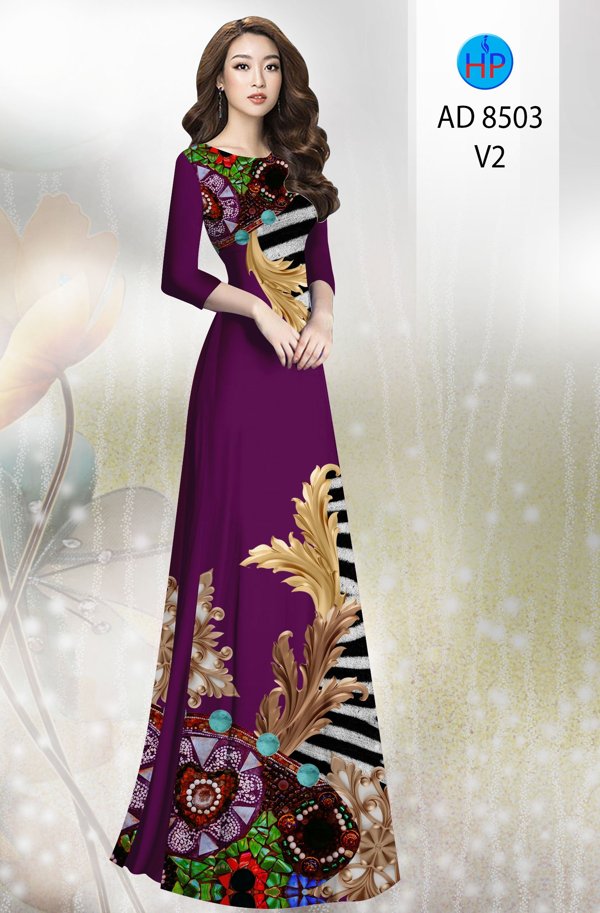 Vải Áo Dài Hoa In 3D kiểu mới AD 8503 52 Vải Áo Dài Hoa In 3D kiểu mới AD 8503