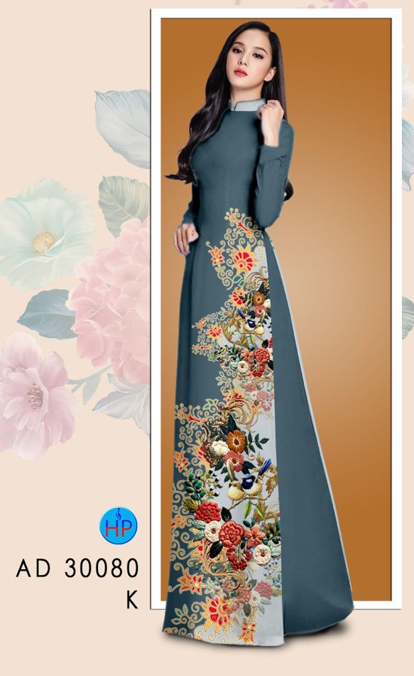 Vải Áo Dài Hoa In 3D mới ra AD 30080 48 Vải Áo Dài Hoa In 3D mới ra AD 30080