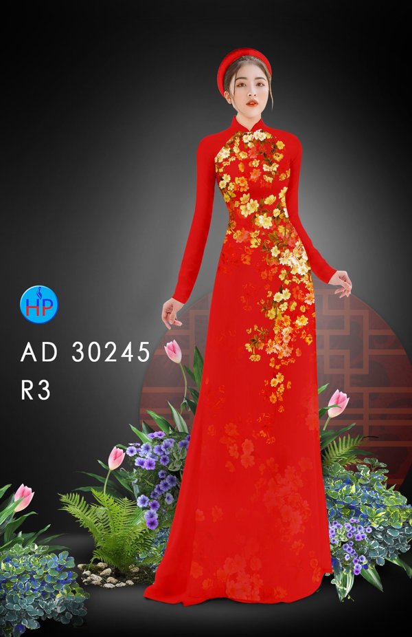Vải Áo Dài Hoa In 3D kiểu mới AD 30245 38 Vải Áo Dài Hoa In 3D kiểu mới AD 30245