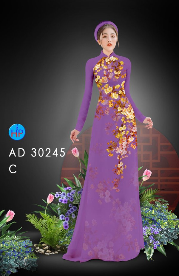Vải Áo Dài Hoa In 3D kiểu mới AD 30245 40 Vải Áo Dài Hoa In 3D kiểu mới AD 30245