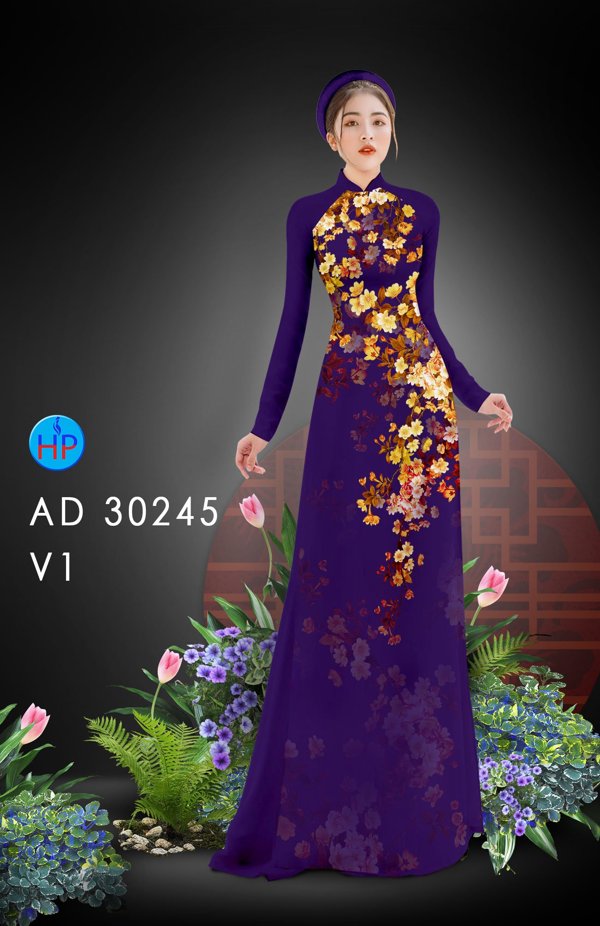 Vải Áo Dài Hoa In 3D kiểu mới AD 30245 42 Vải Áo Dài Hoa In 3D kiểu mới AD 30245