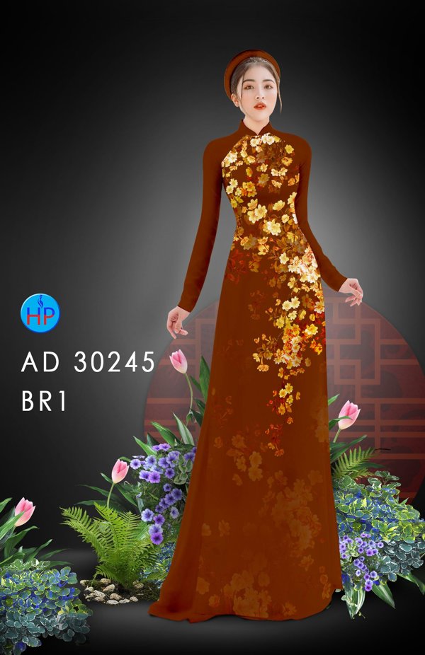 Vải Áo Dài Hoa In 3D kiểu mới AD 30245 45 Vải Áo Dài Hoa In 3D kiểu mới AD 30245