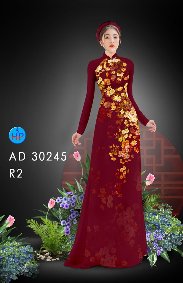 Vải Áo Dài Hoa In 3D kiểu mới AD 30245 49 Vải Áo Dài Hoa In 3D kiểu mới AD 30245