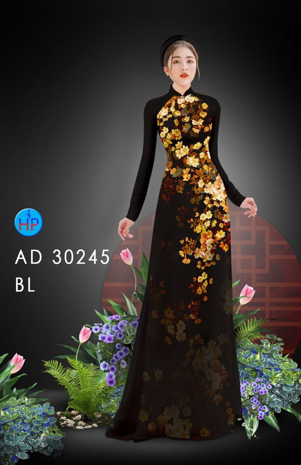 Vải Áo Dài Hoa In 3D kiểu mới AD 30245 51 Vải Áo Dài Hoa In 3D kiểu mới AD 30245