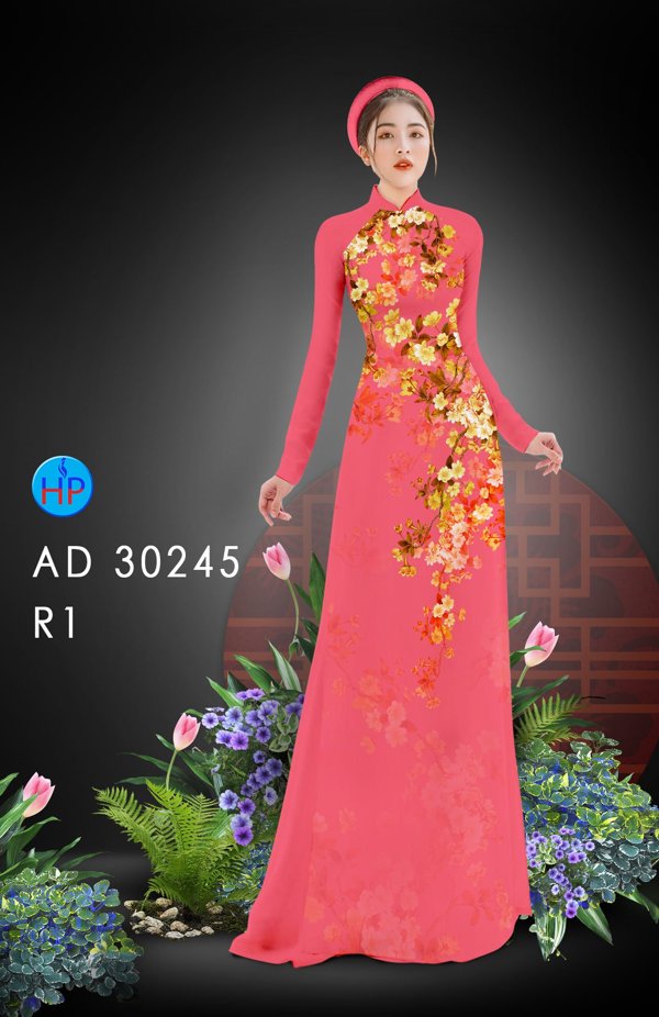 Vải Áo Dài Hoa In 3D kiểu mới AD 30245 50 Vải Áo Dài Hoa In 3D kiểu mới AD 30245