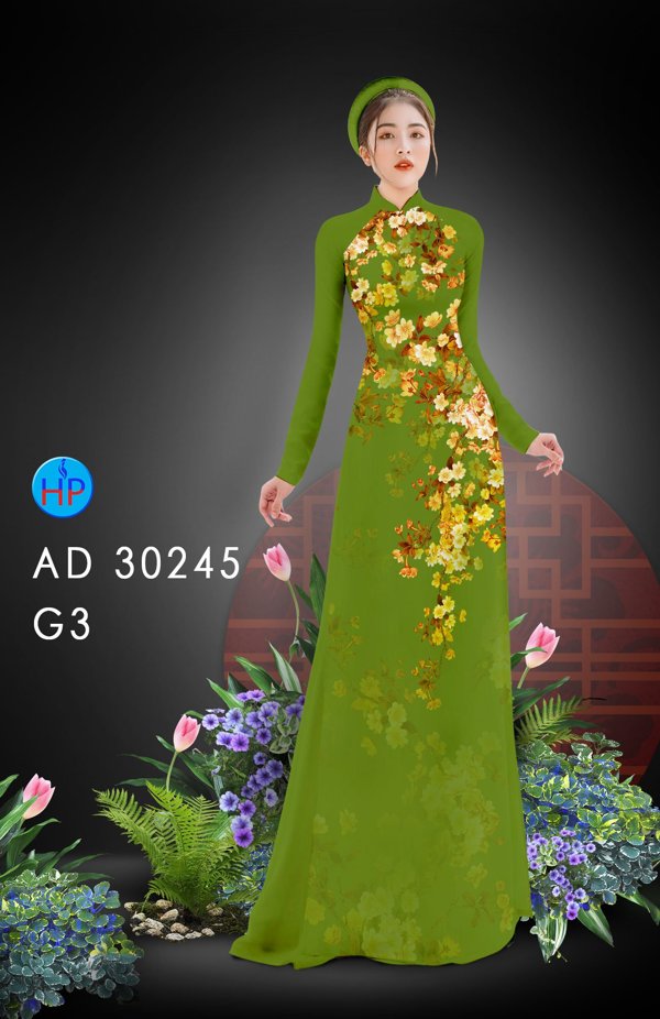 Vải Áo Dài Hoa In 3D kiểu mới AD 30245 52 Vải Áo Dài Hoa In 3D kiểu mới AD 30245