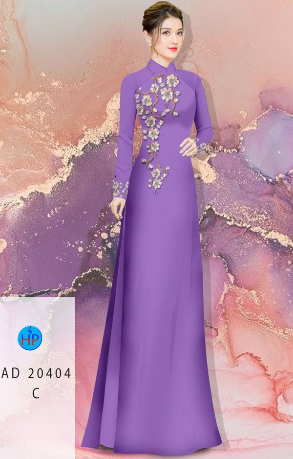 Vải Áo Dài Hoa Đào mới ra AD 20404