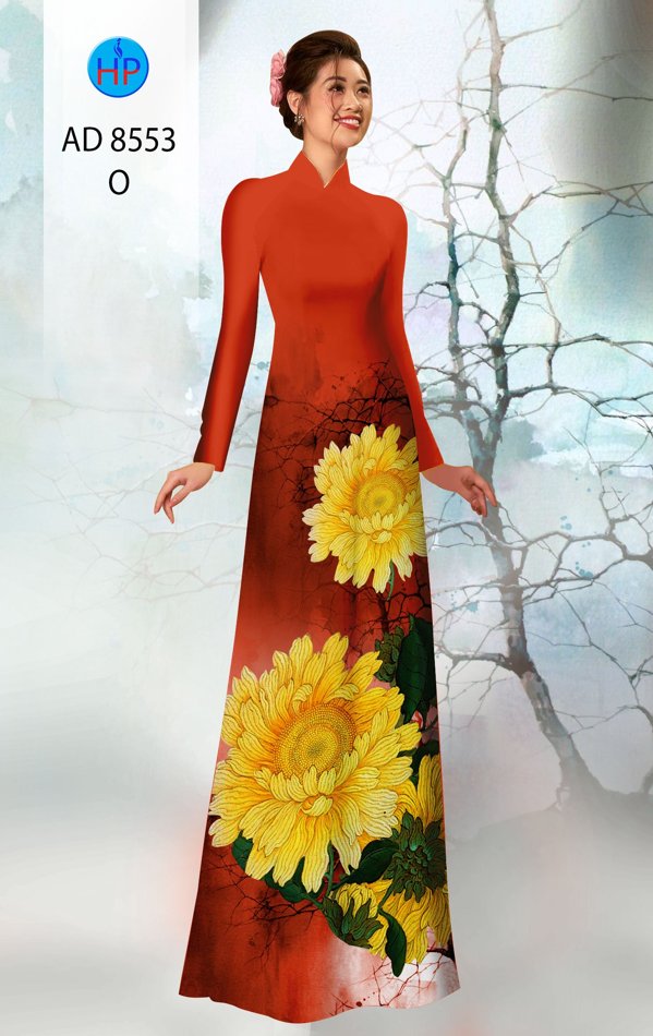 Vải Áo Dài Hoa Cúc thiết kế 2020 AD 8553