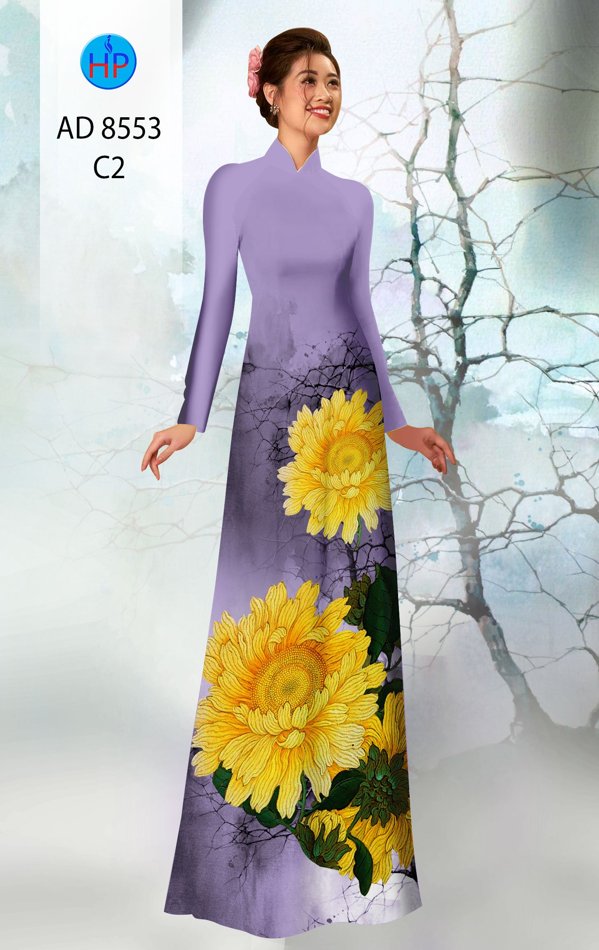 Vải Áo Dài Hoa Cúc thiết kế 2020 AD 8553