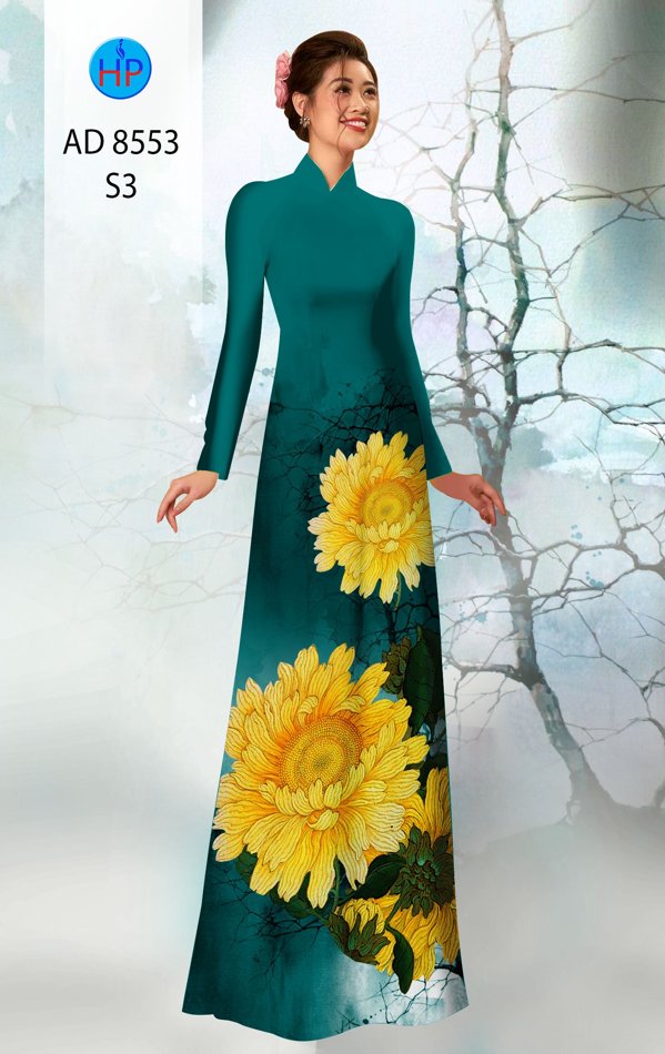 Vải Áo Dài Hoa Cúc thiết kế 2020 AD 8553
