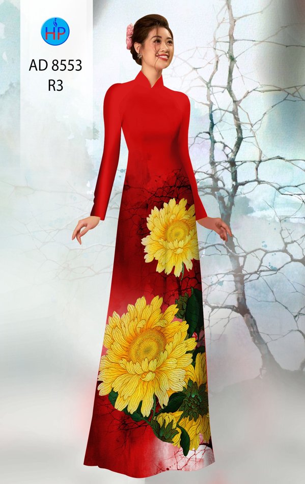 Vải Áo Dài Hoa Cúc thiết kế 2020 AD 8553