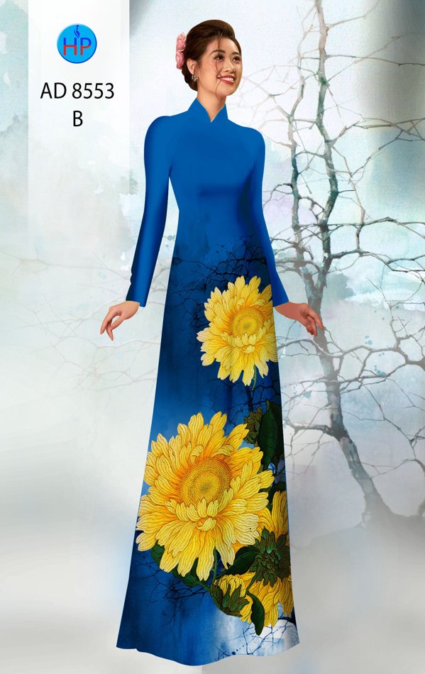 Vải Áo Dài Hoa Cúc thiết kế 2020 AD 8553