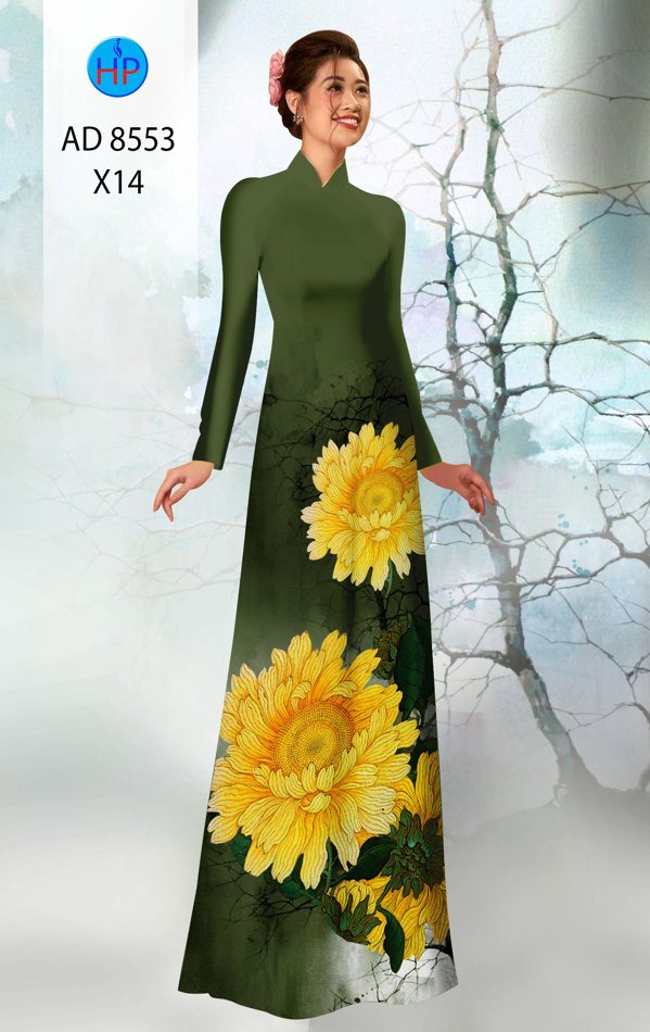 Vải Áo Dài Hoa Cúc thiết kế 2020 AD 8553
