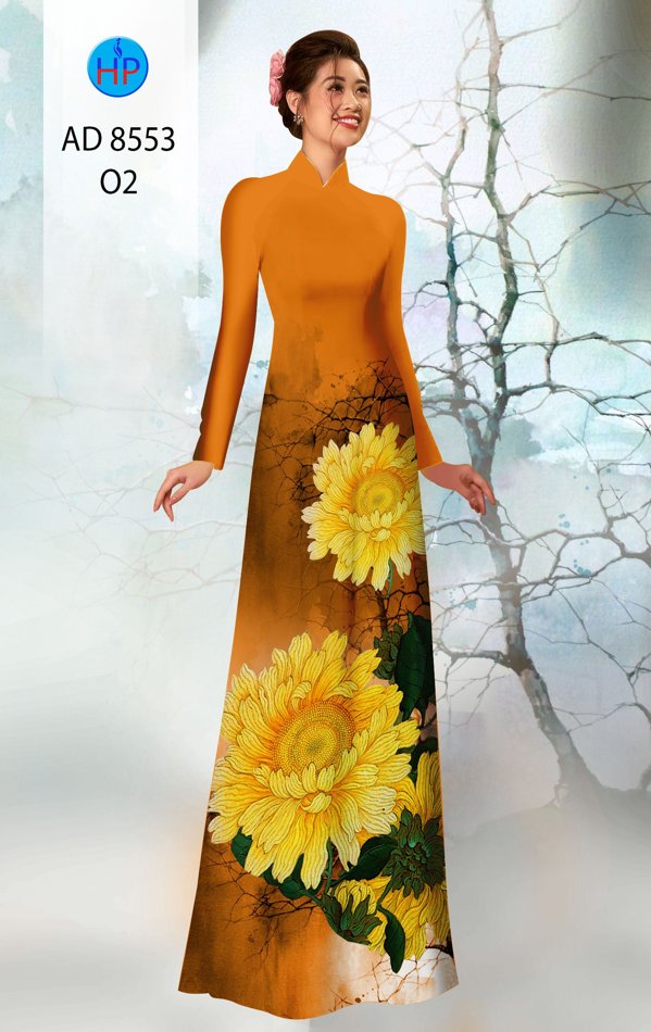 Vải Áo Dài Hoa Cúc thiết kế 2020 AD 8553