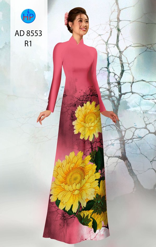 Vải Áo Dài Hoa Cúc thiết kế 2020 AD 8553