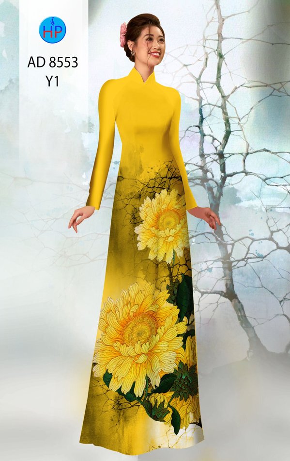 Vải Áo Dài Hoa Cúc thiết kế 2020 AD 8553