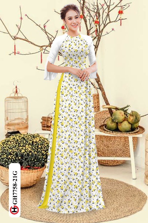 Vải Áo Dài Hoa Nhí mới ra AD GH7758 32 Vải Áo Dài Hoa Nhí mới ra AD GH7758