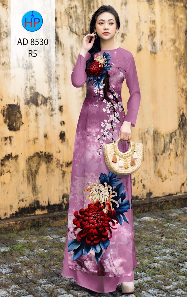 Vải Áo Dài Cúc Đại Đóa kiểu mới AD 8530