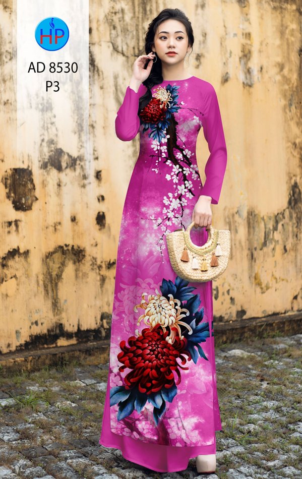 Vải Áo Dài Cúc Đại Đóa kiểu mới AD 8530